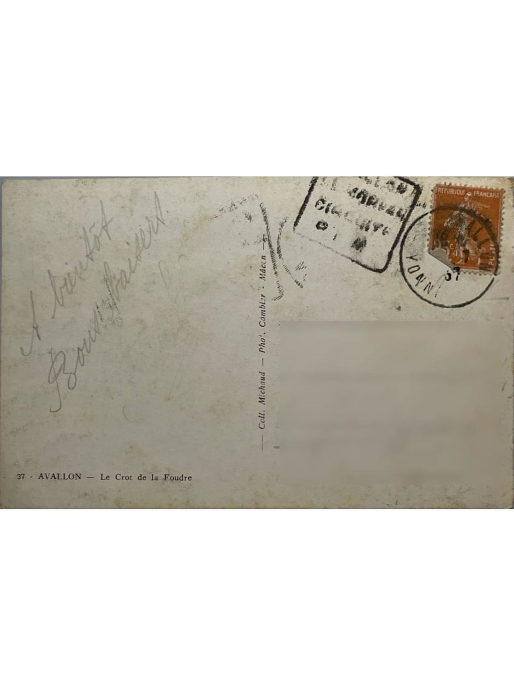 Verso de la carte postale