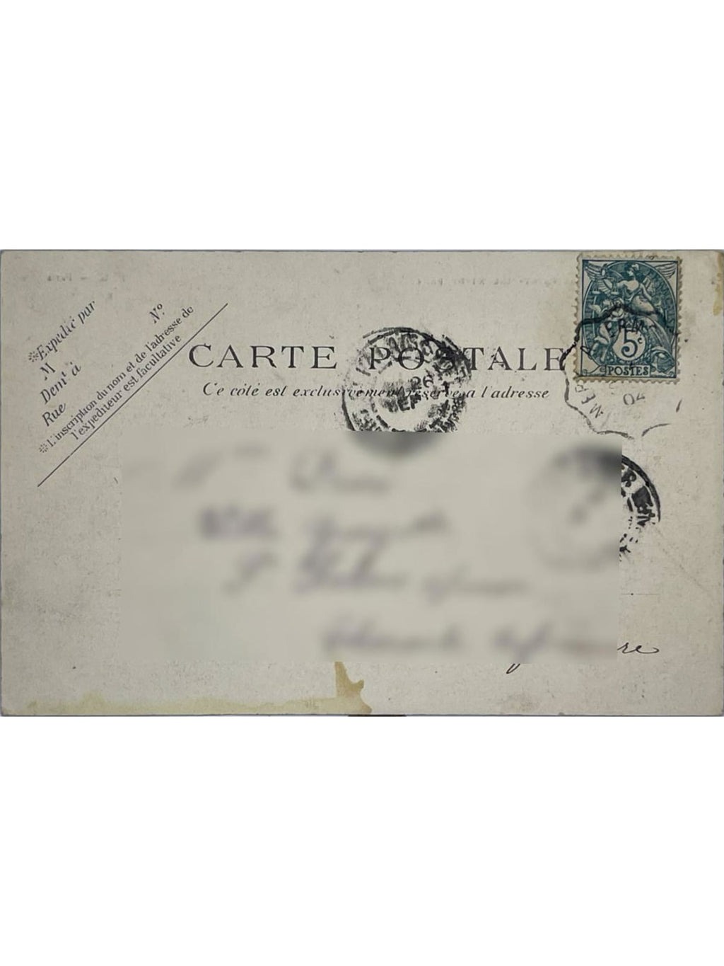 Verso de la carte postale