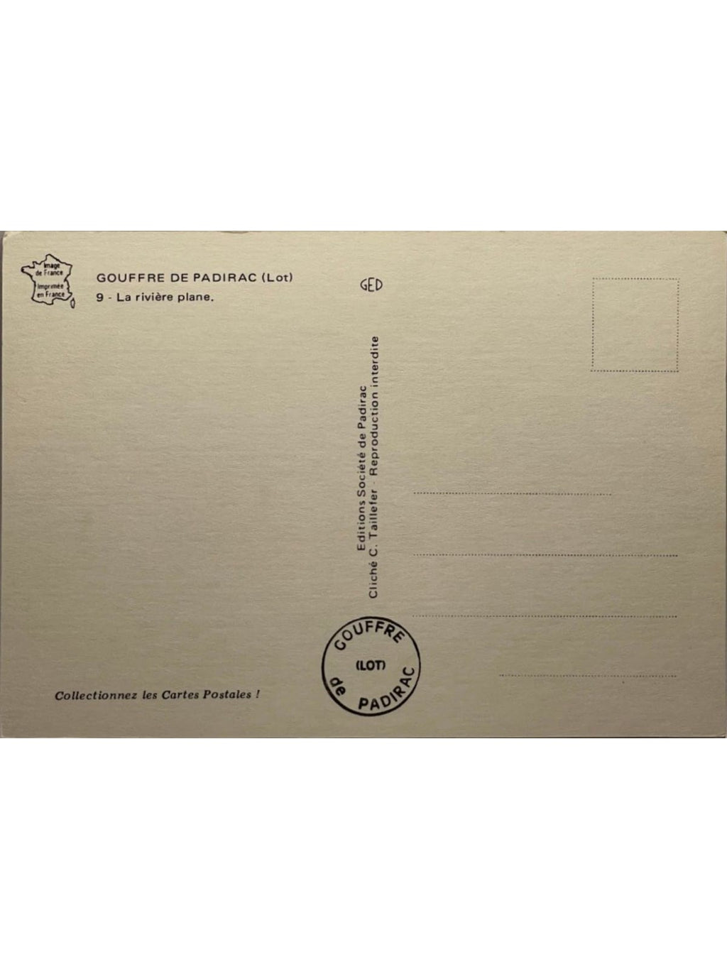 Verso de la carte postale