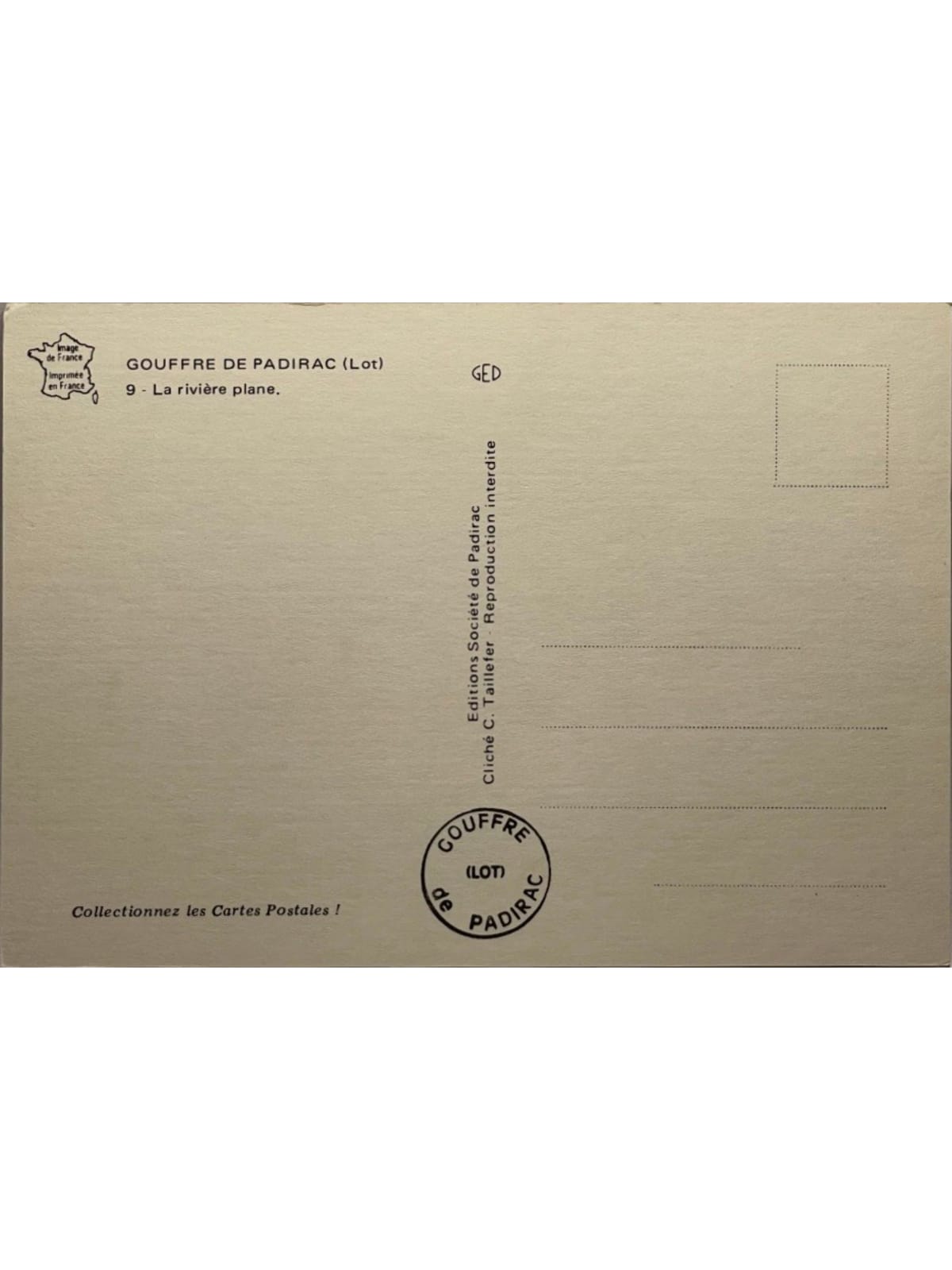 Verso de la carte postale