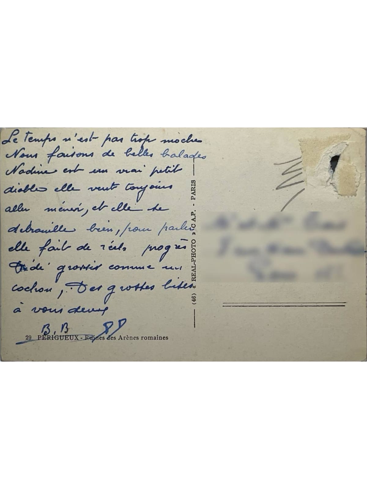 Verso de la carte postale