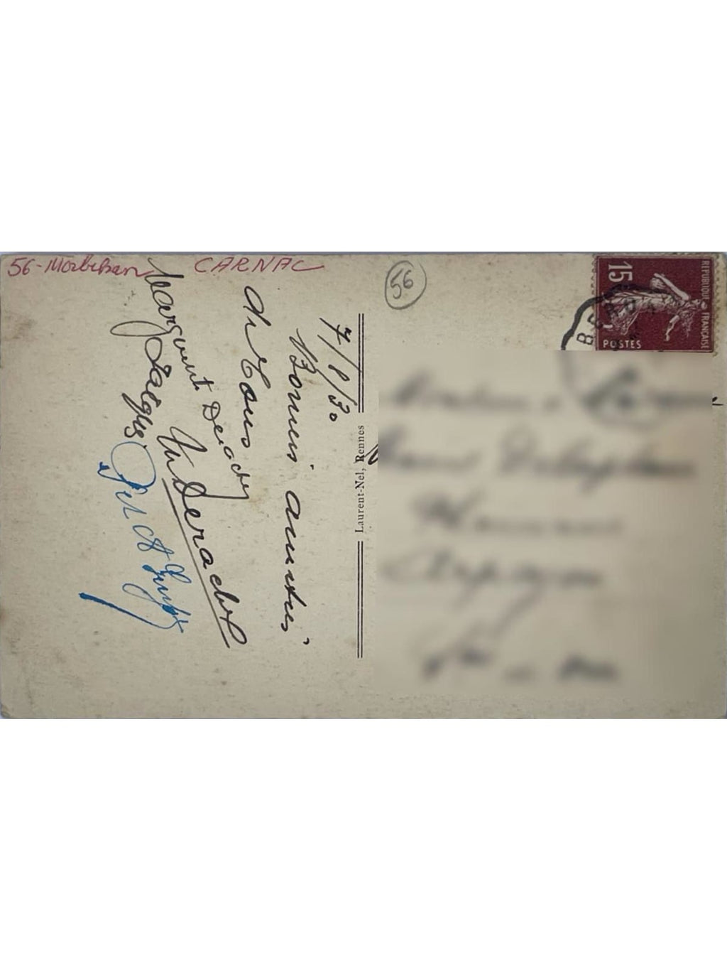 Verso de la carte postale