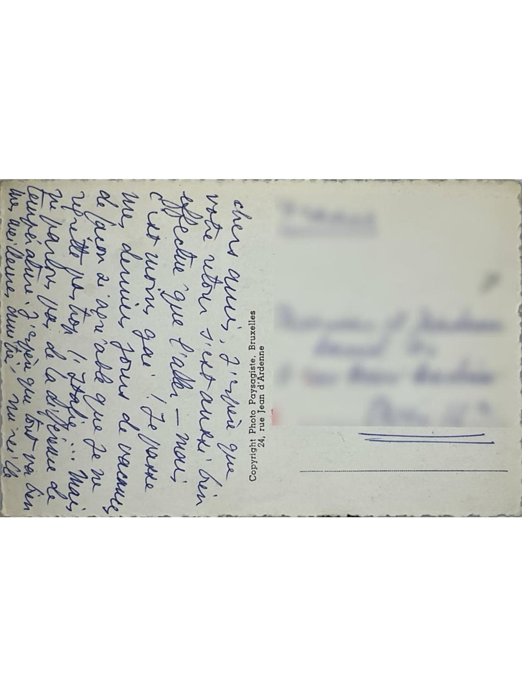 Verso de la carte postale