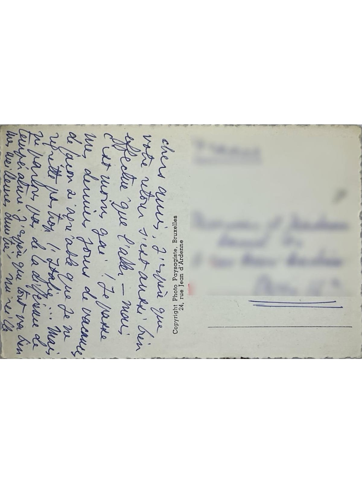 Verso de la carte postale