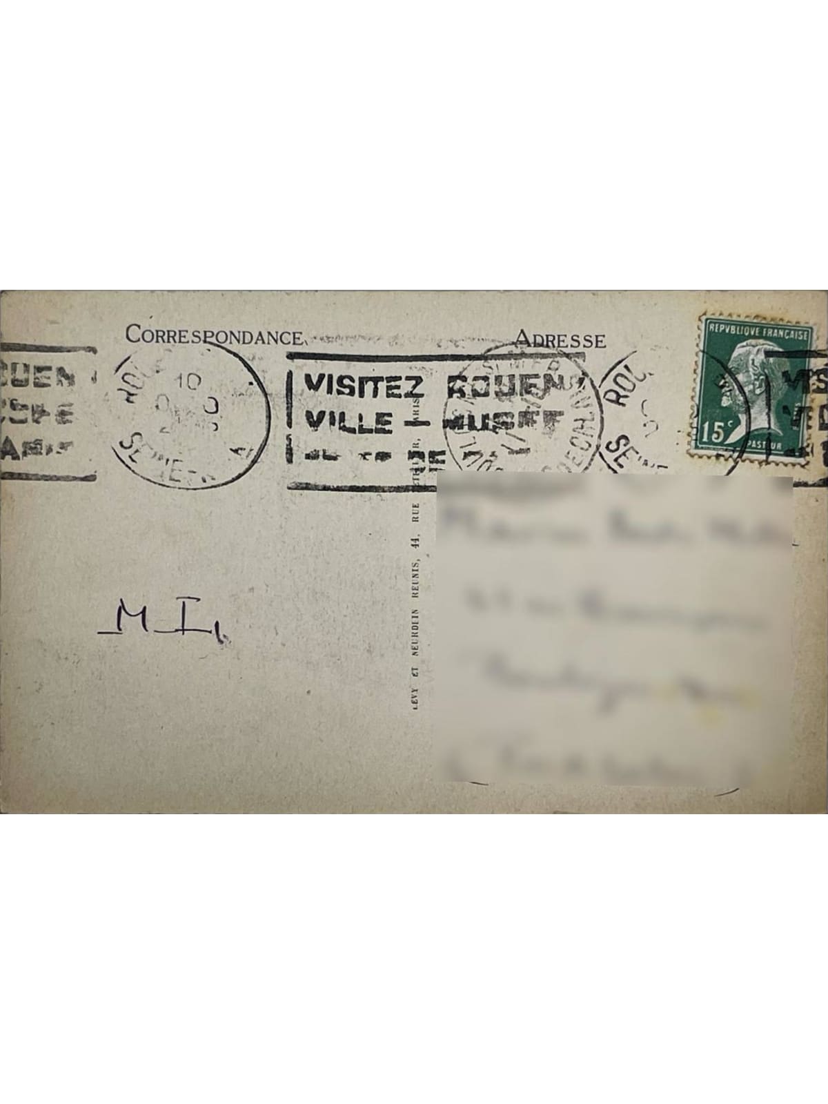 Verso de la carte postale