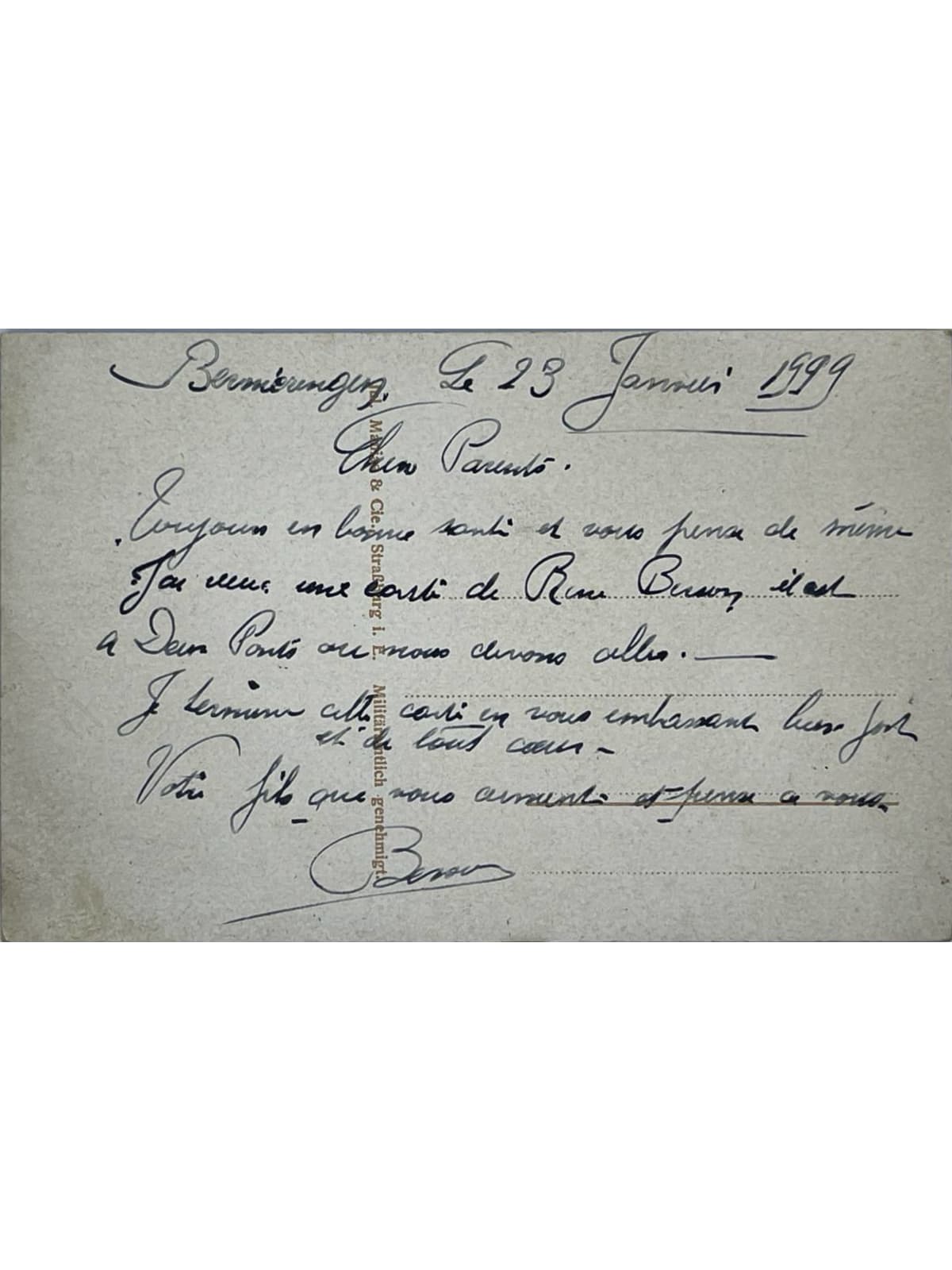 Verso de la carte postale