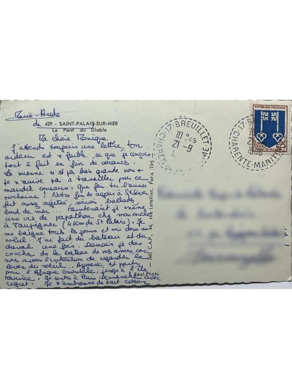 Verso de la carte postale