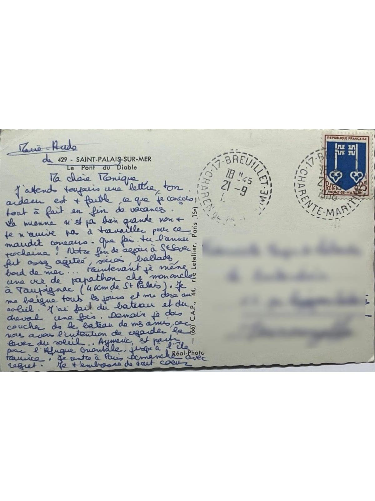 Verso de la carte postale