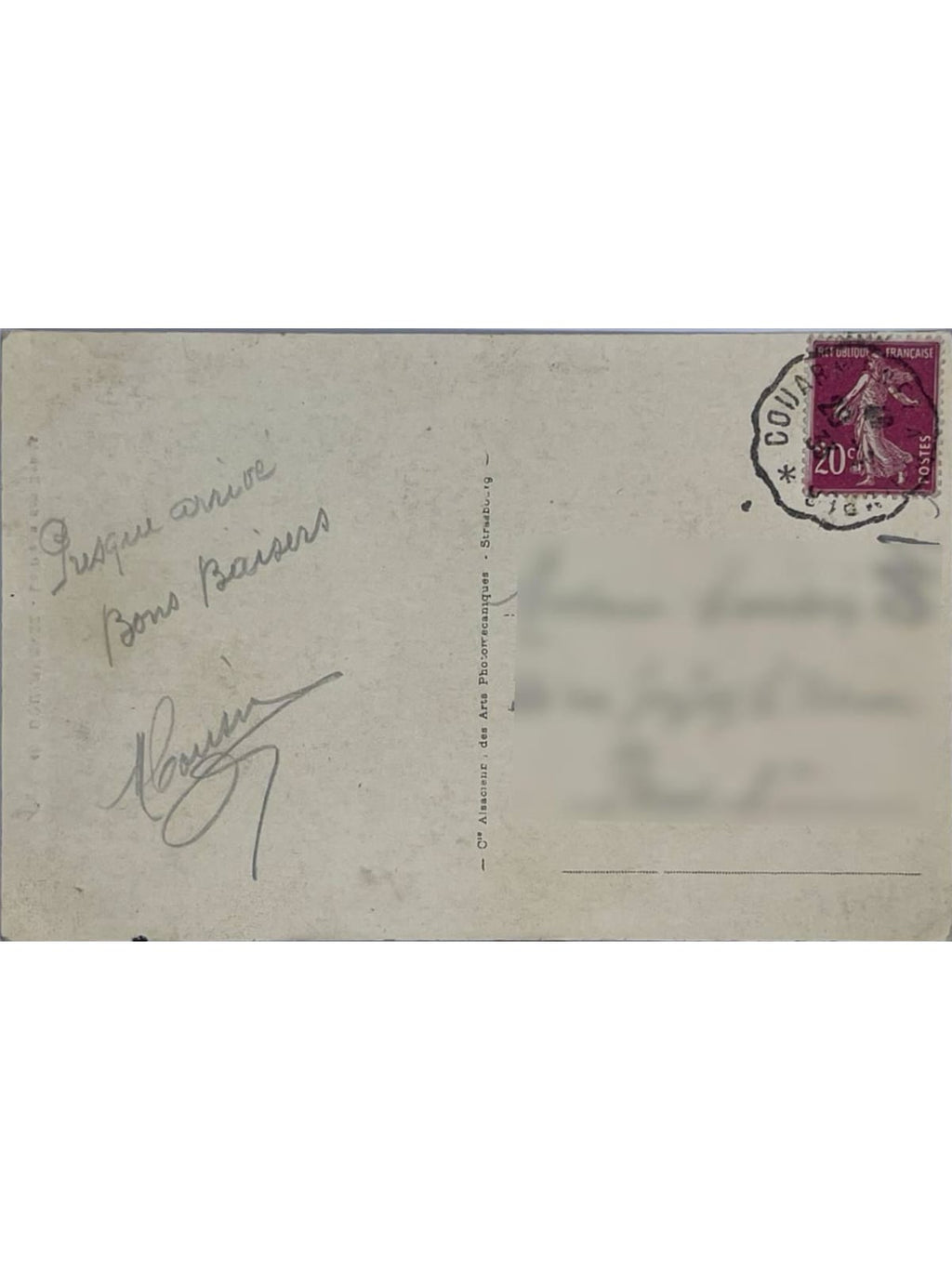 Verso de la carte postale