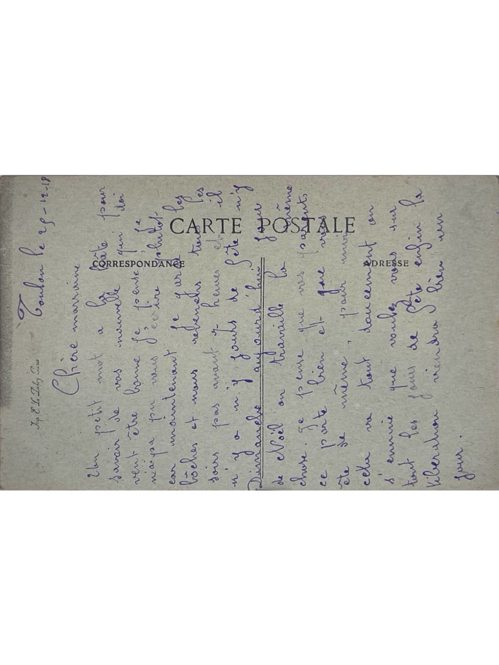 Verso de la carte postale