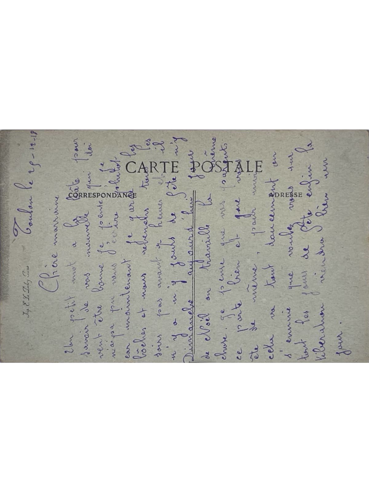 Verso de la carte postale