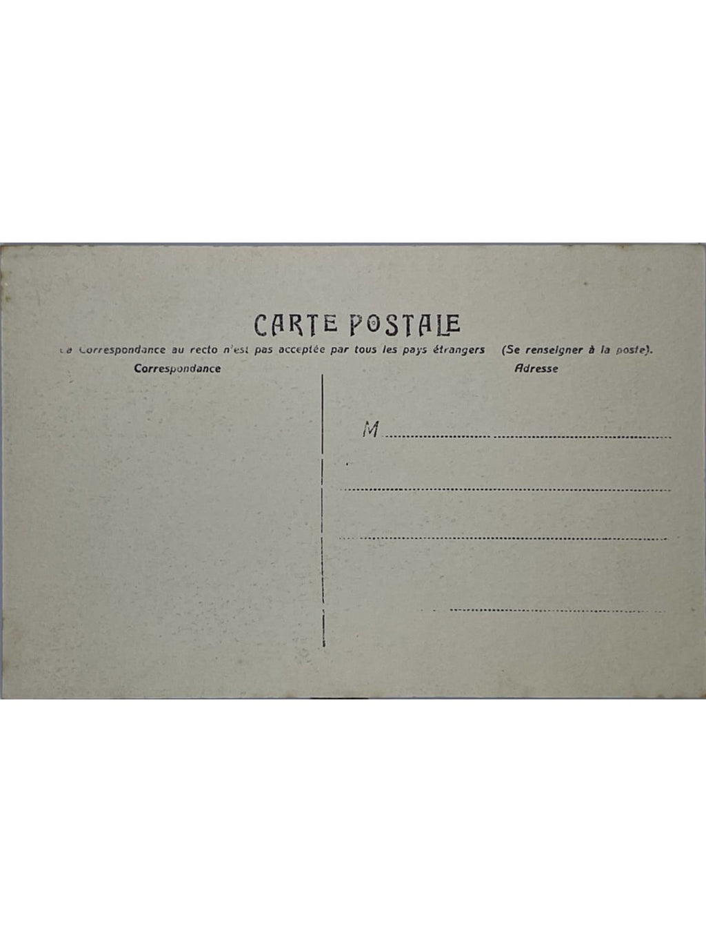 Verso de la carte postale