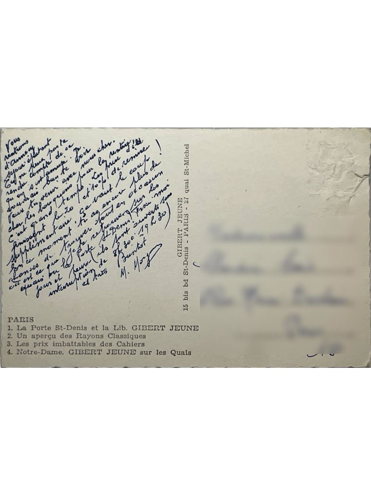 Verso de la carte postale