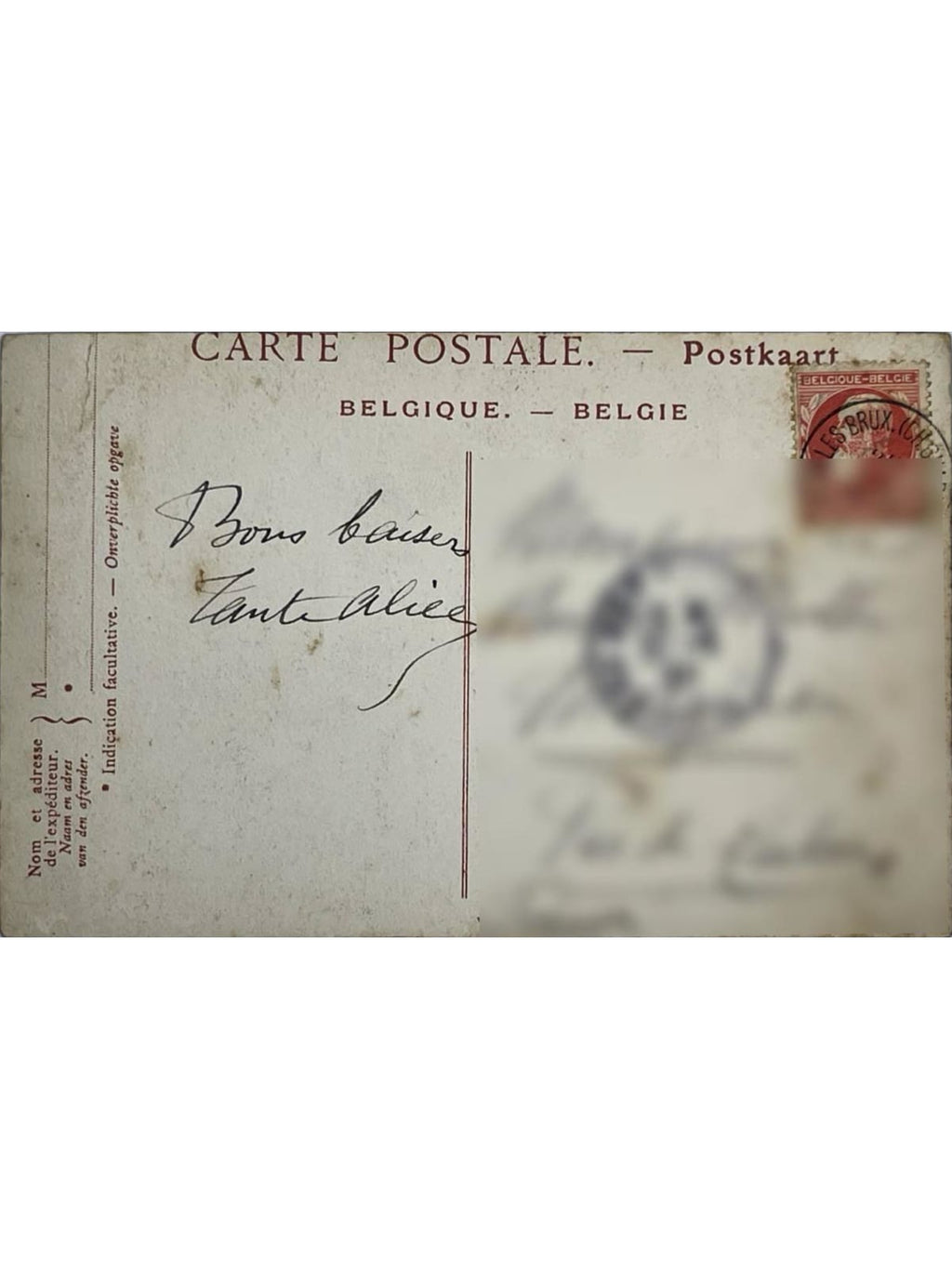 Verso de la carte postale
