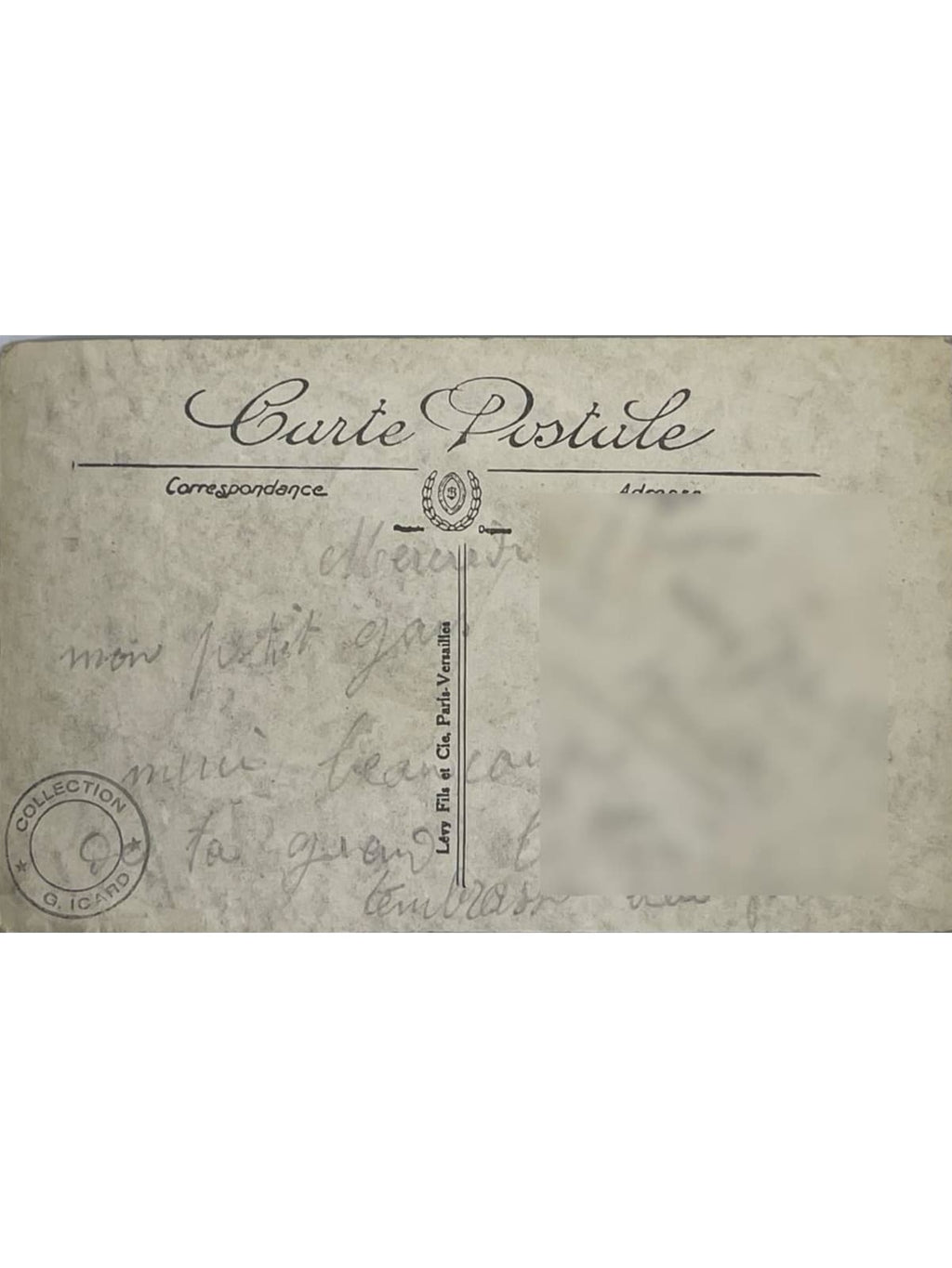 Verso de la carte postale