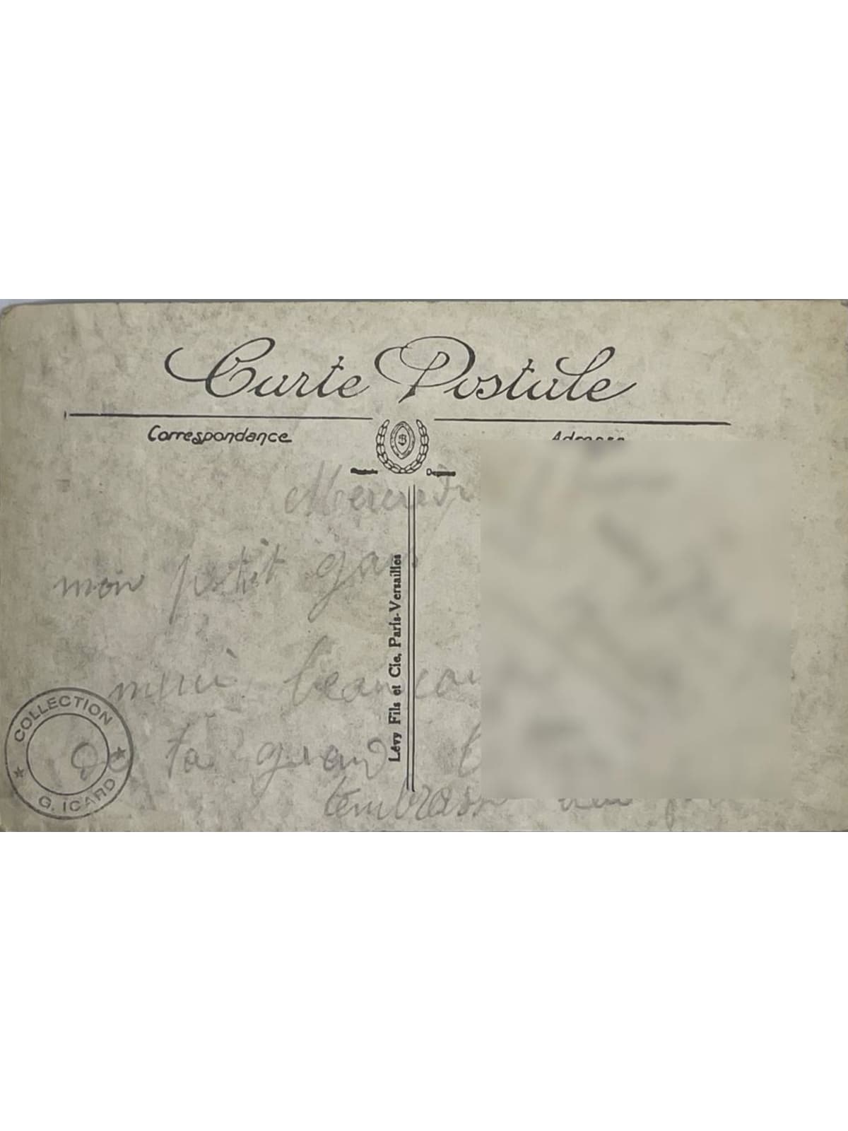 Verso de la carte postale