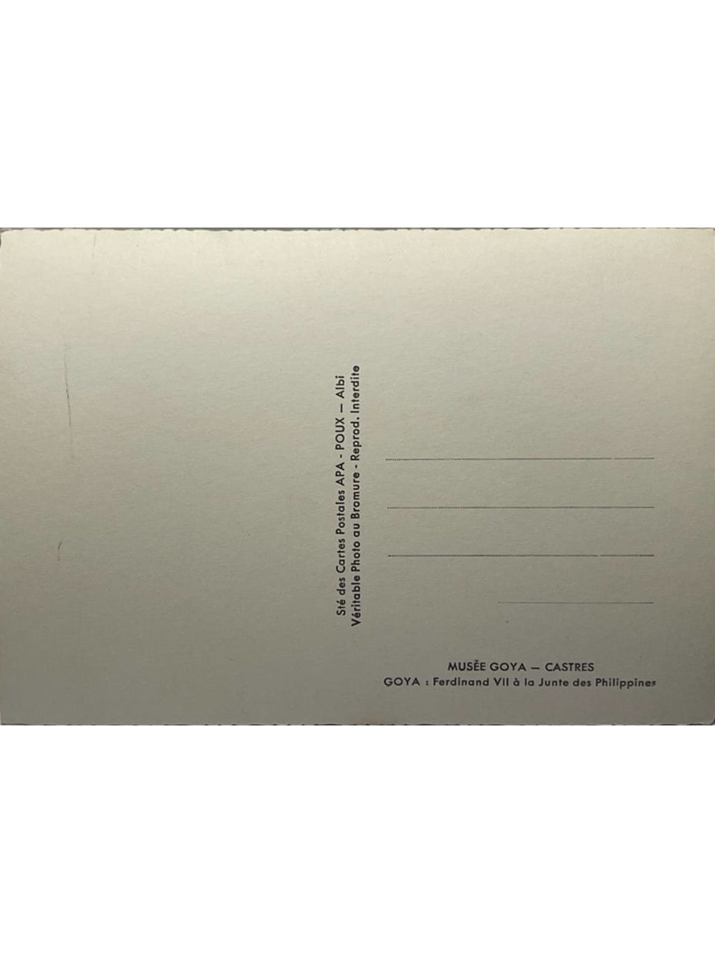 Verso de la carte postale