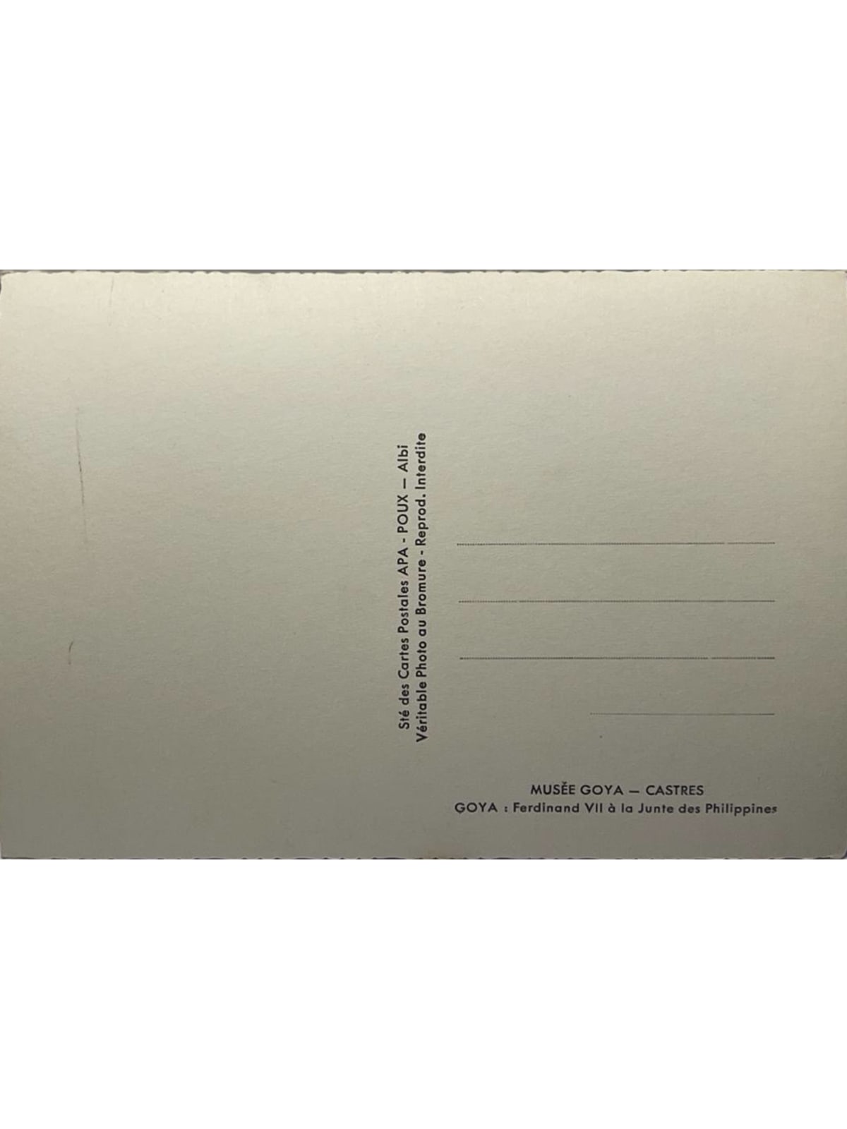 Verso de la carte postale