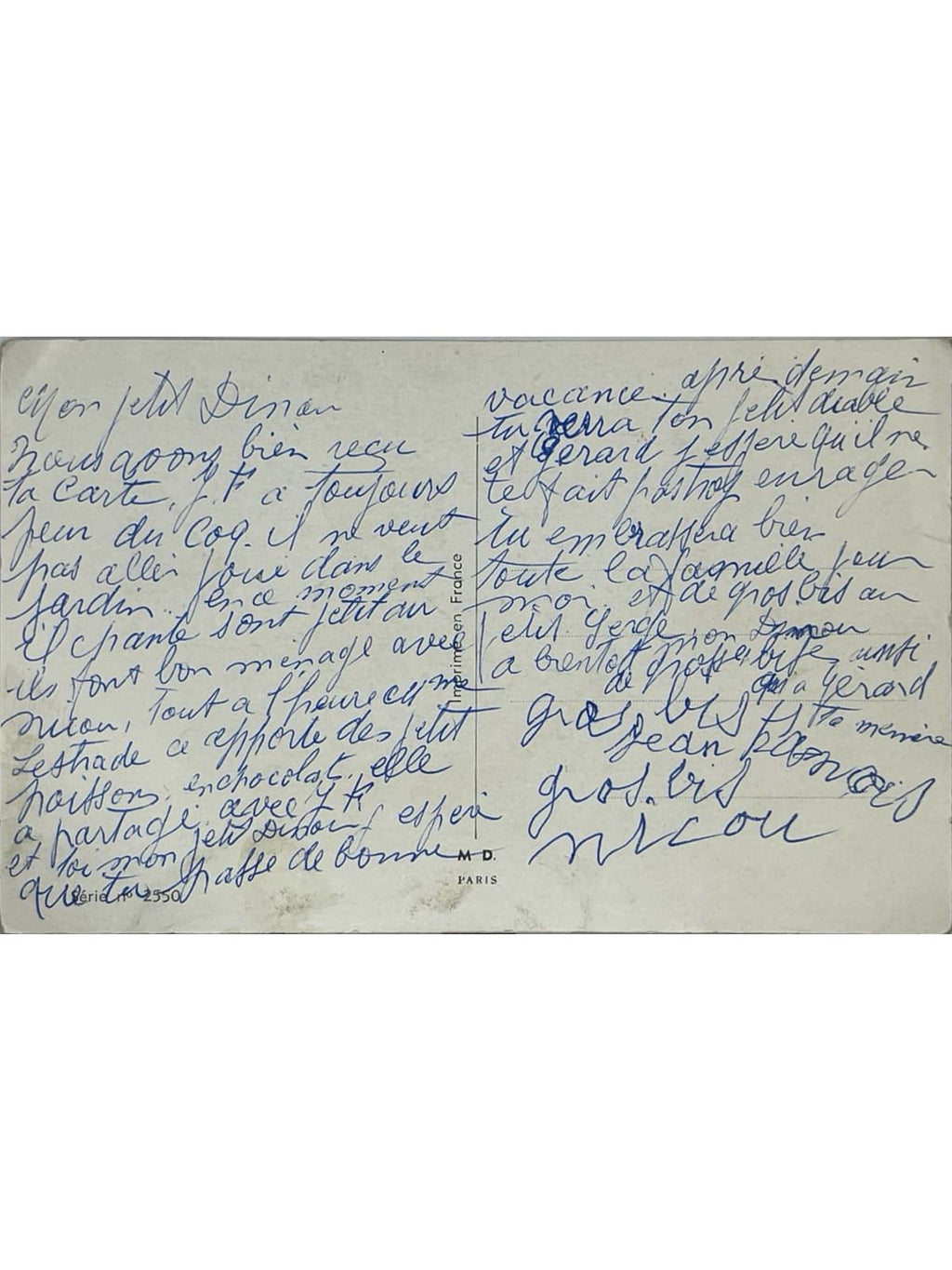 Verso de la carte postale