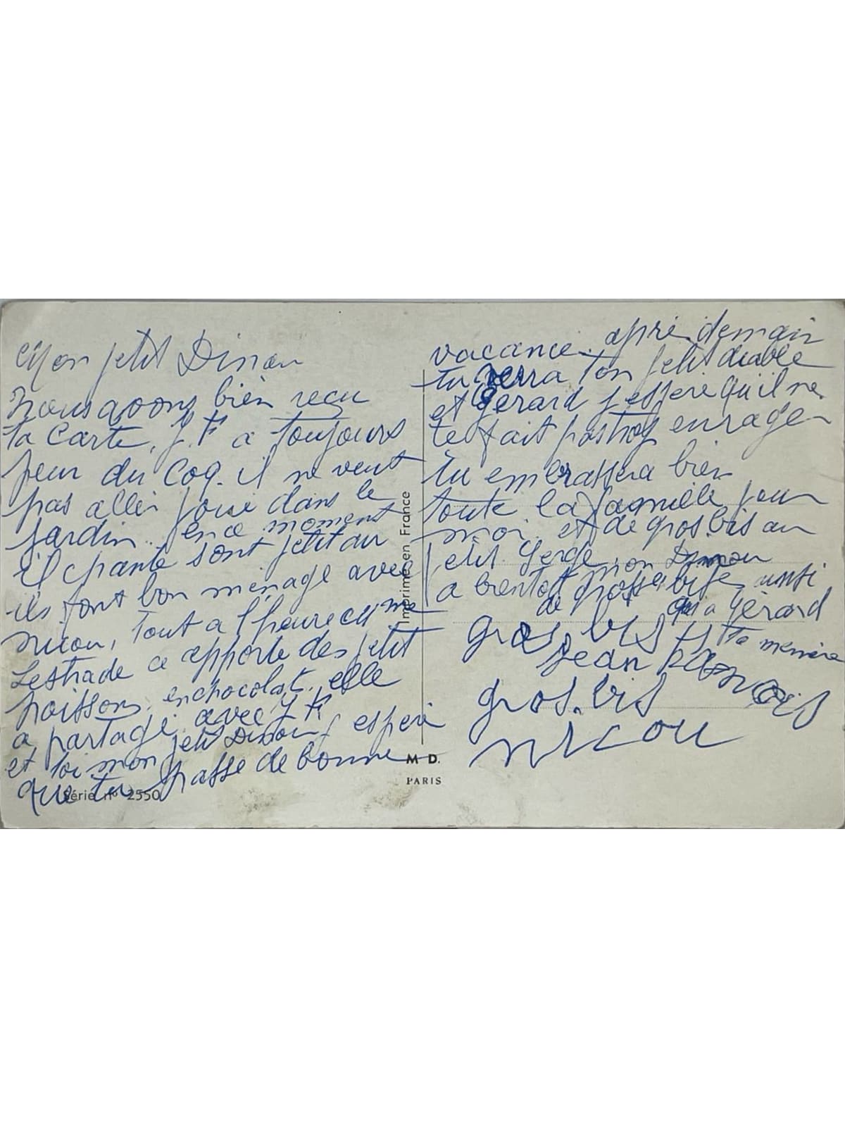 Verso de la carte postale