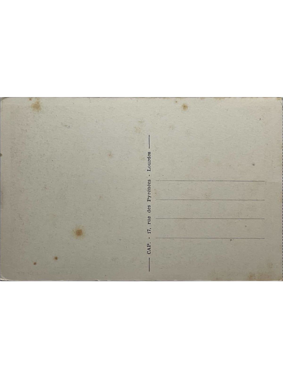 Verso de la carte postale