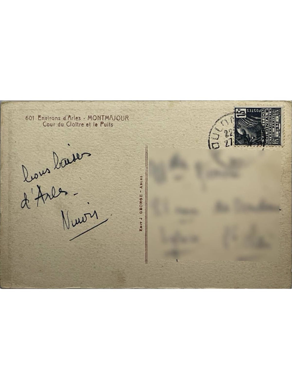 Verso de la carte postale