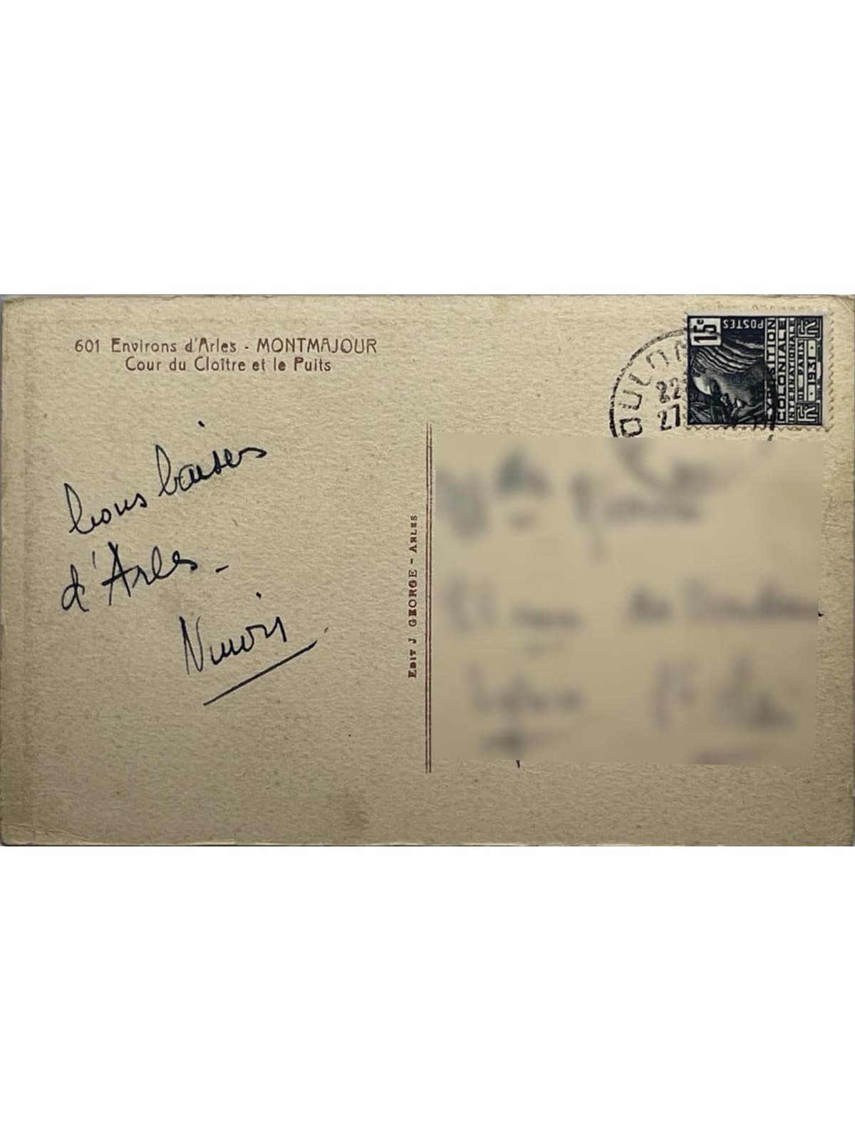 Verso de la carte postale