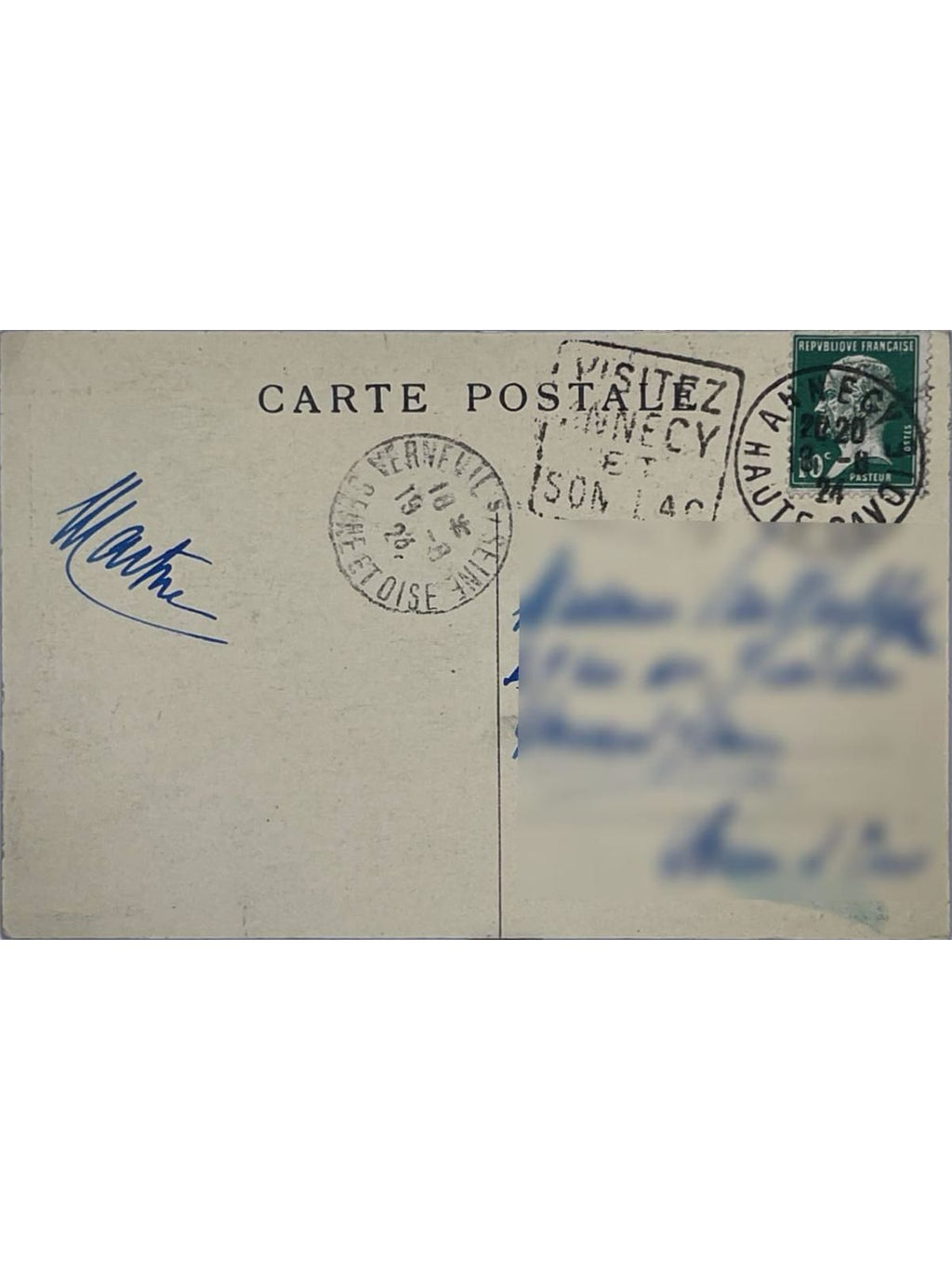 Verso de la carte postale