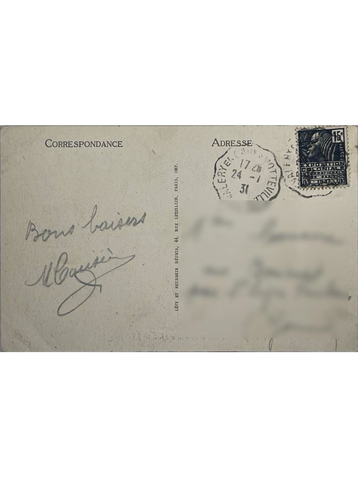 Verso de la carte postale