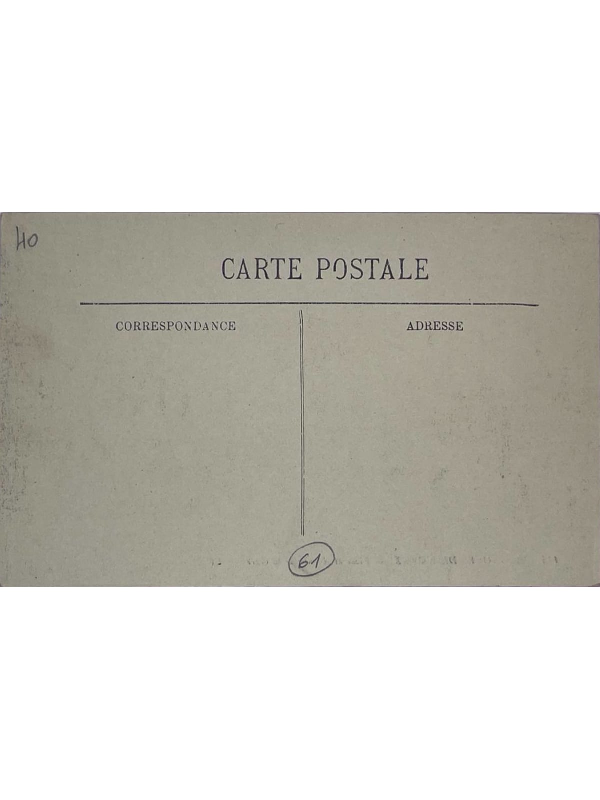 Verso de la carte postale