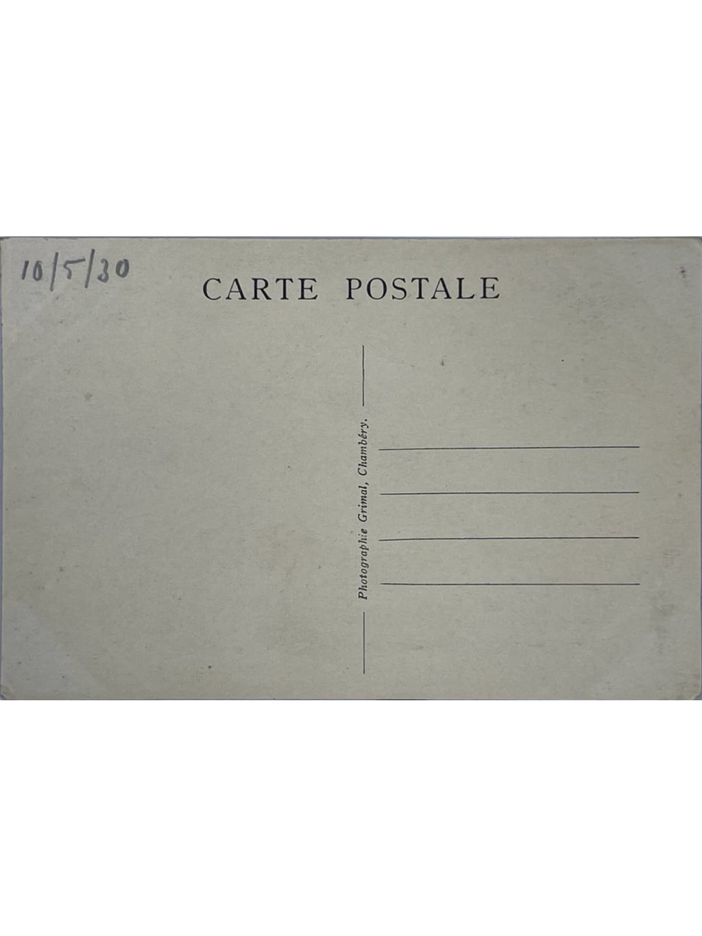Verso de la carte postale