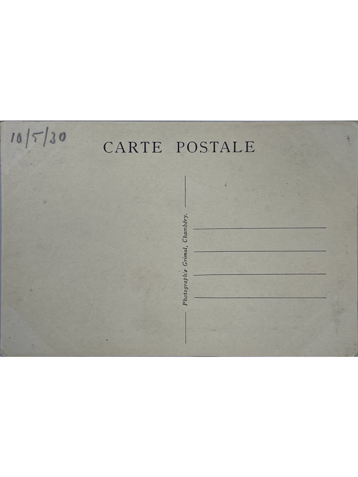 Verso de la carte postale