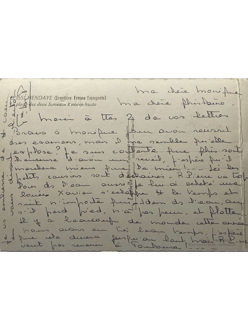 Verso de la carte postale