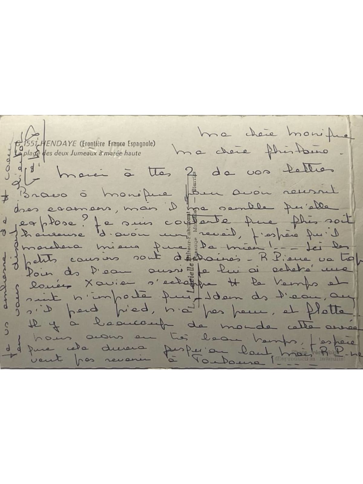 Verso de la carte postale