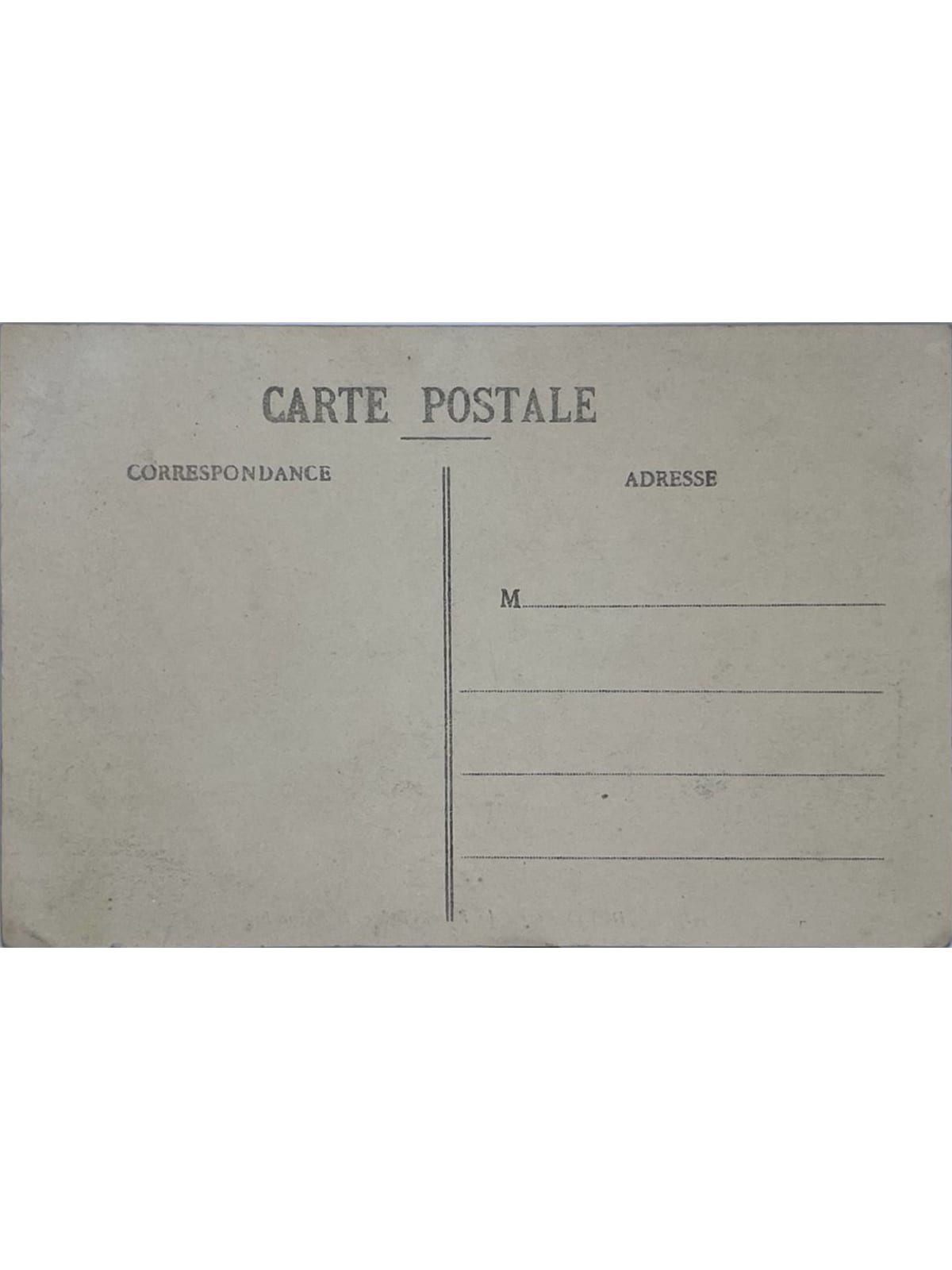 Verso de la carte postale