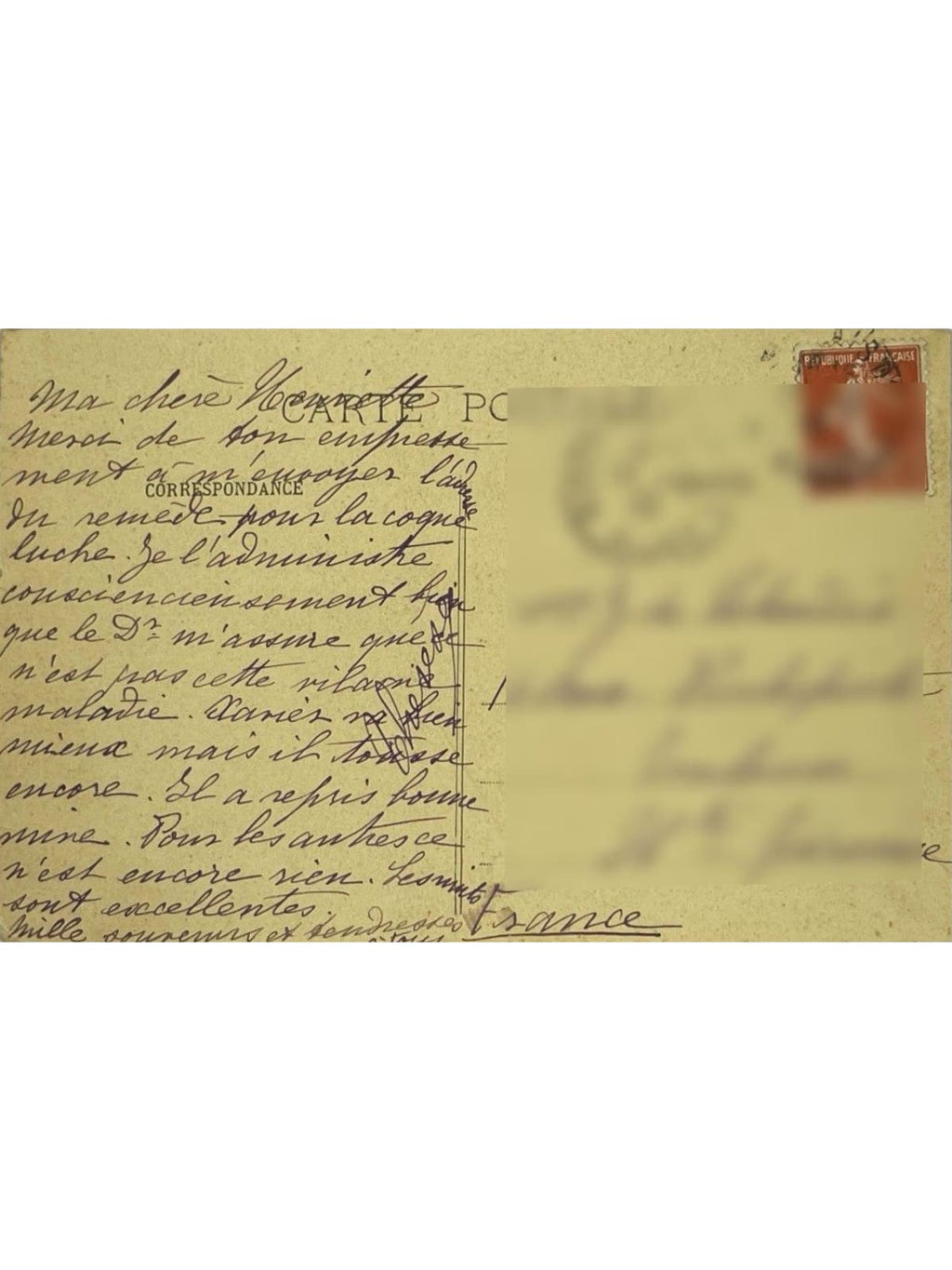 Verso de la carte postale