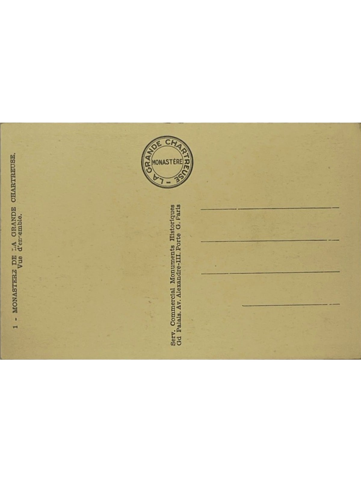 Verso de la carte postale