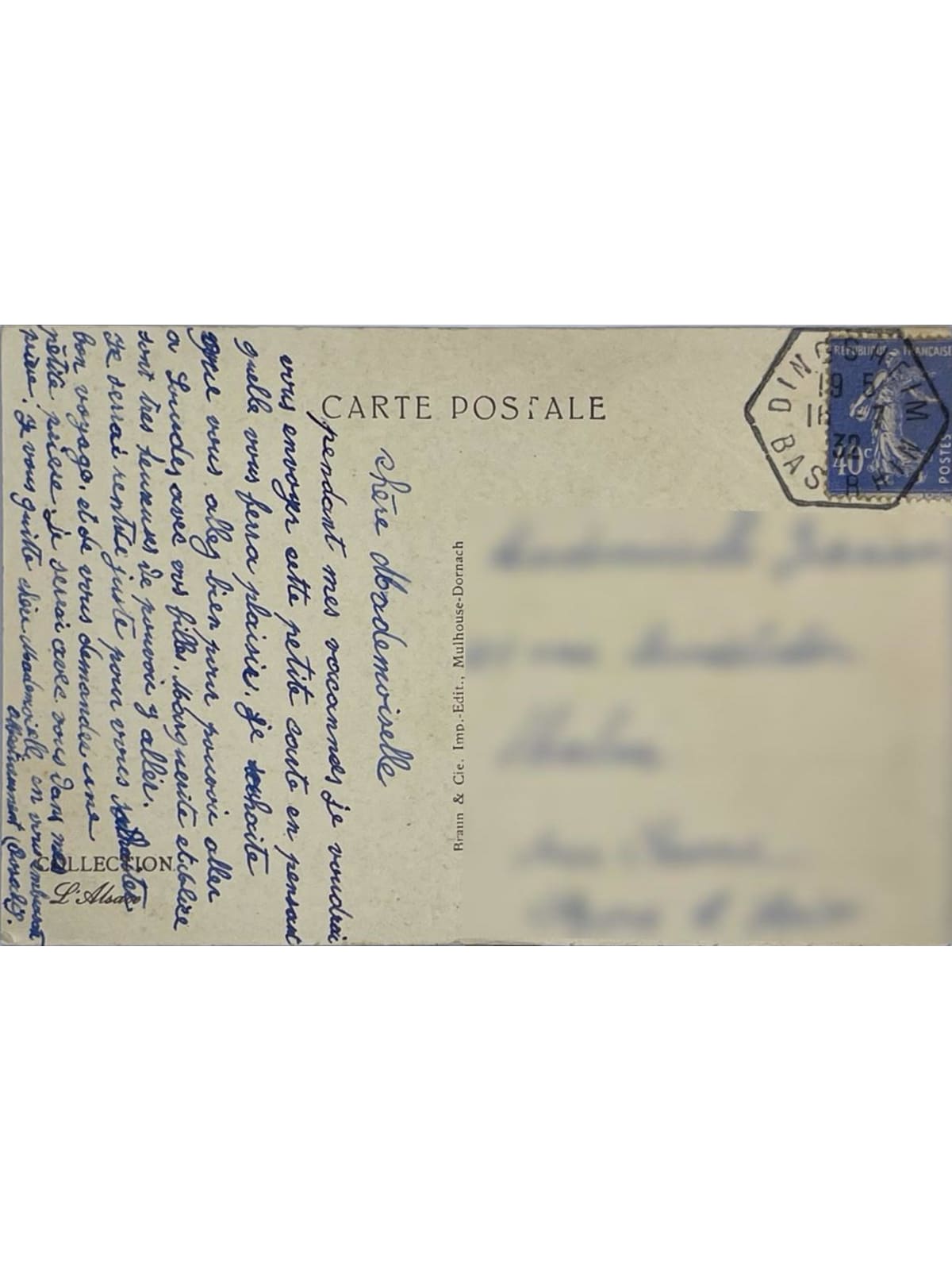 Verso de la carte postale