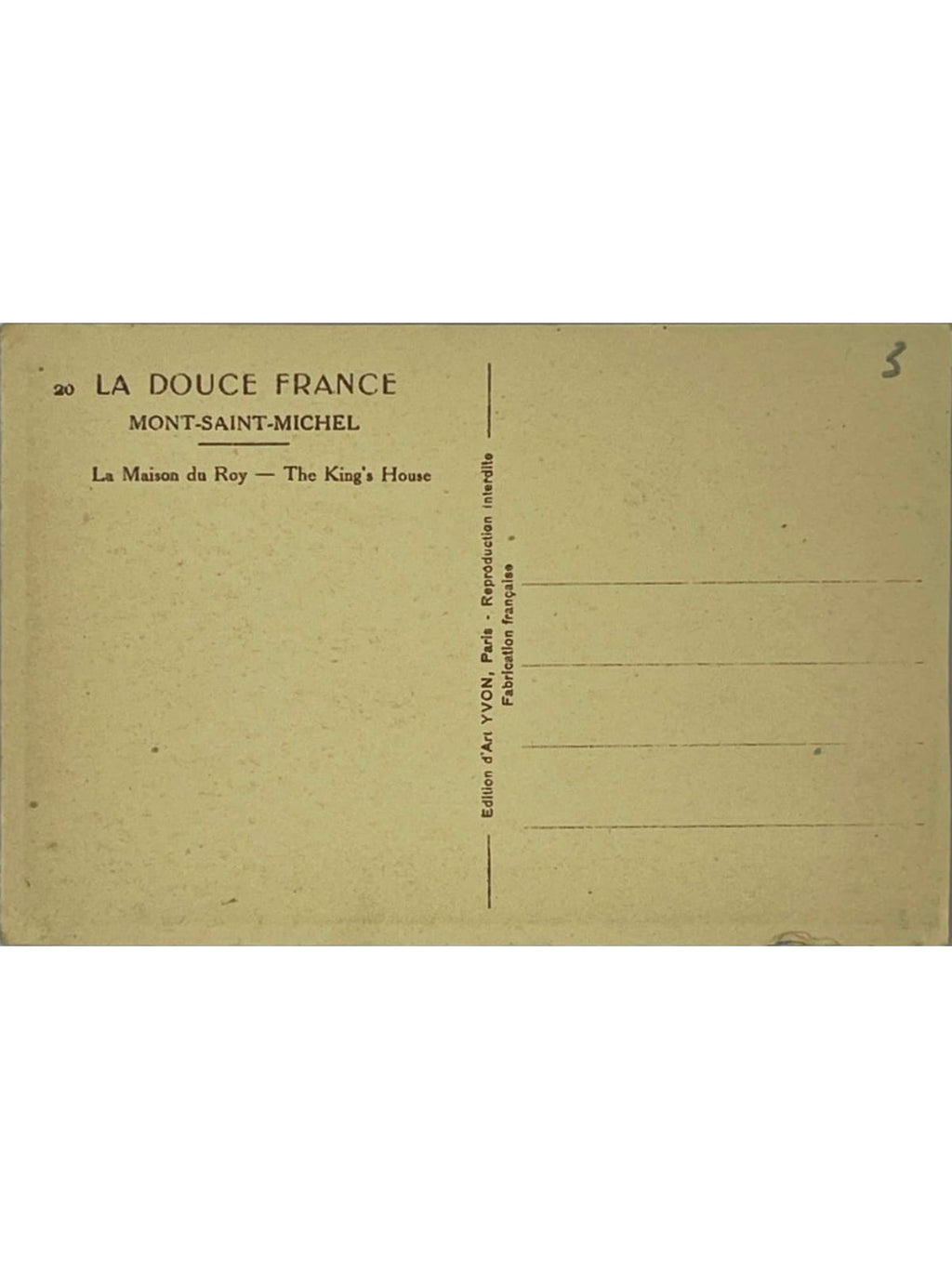 Verso de la carte postale
