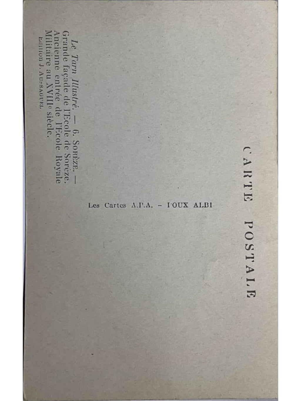 Verso de la carte postale