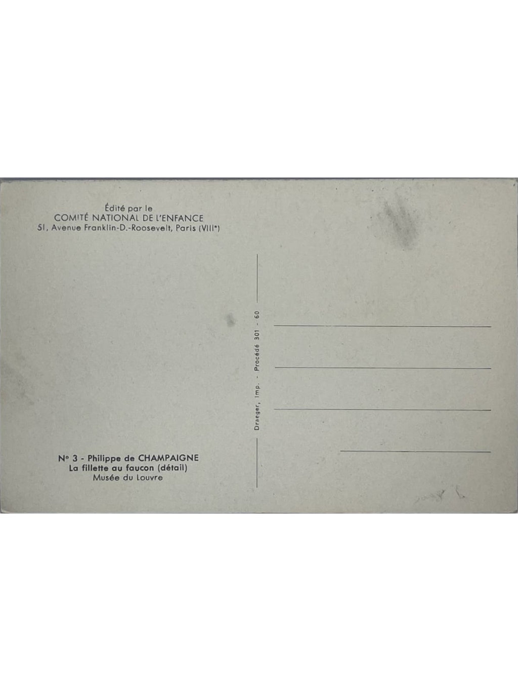 Verso de la carte postale