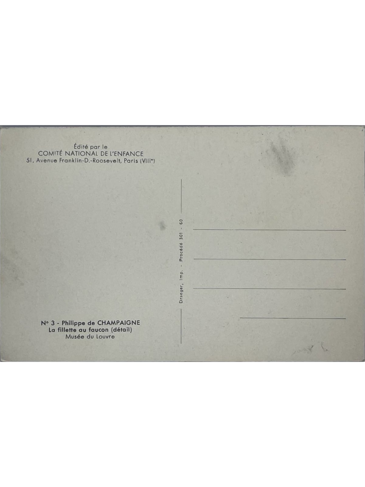 Verso de la carte postale