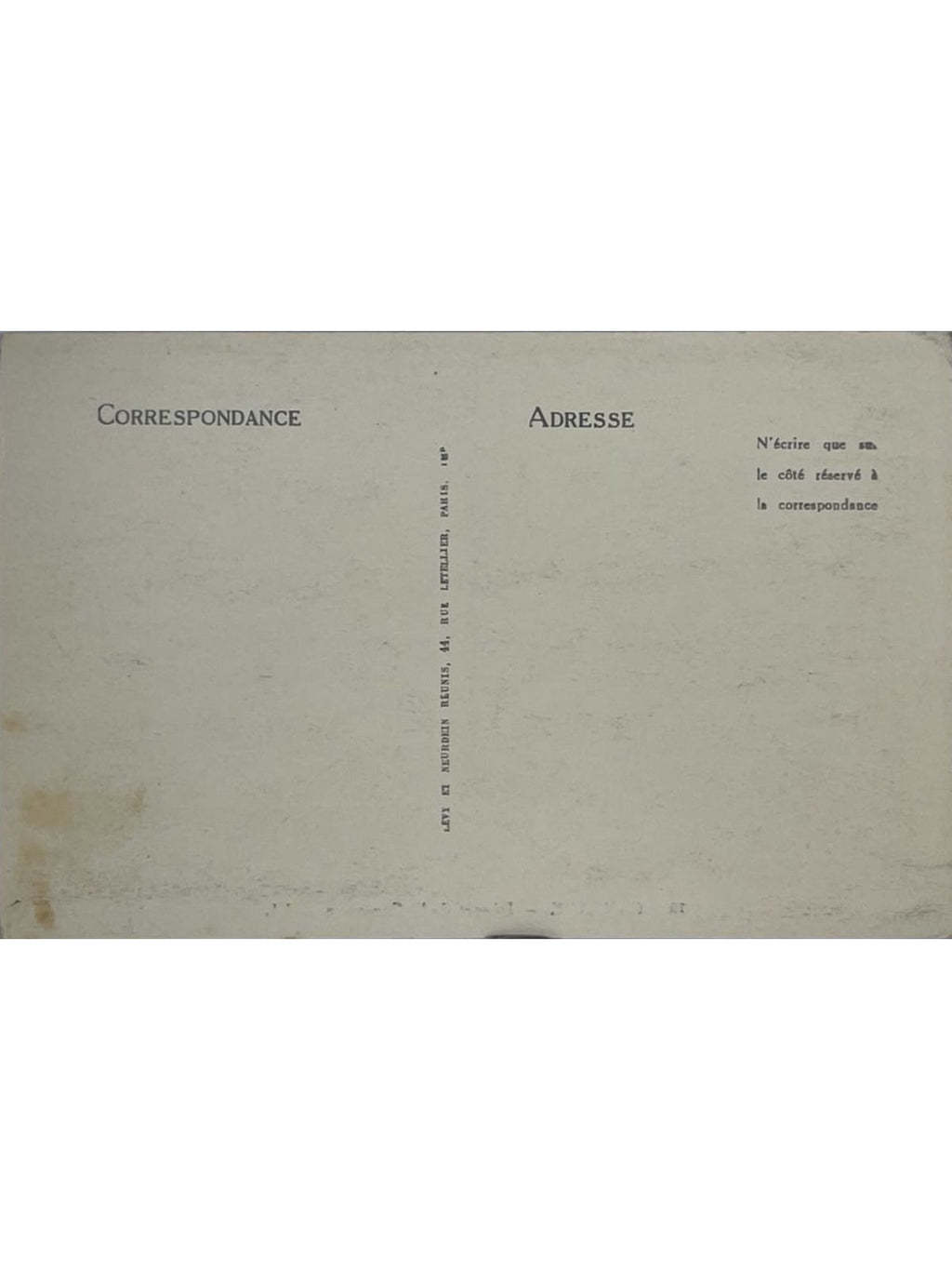 Verso de la carte postale