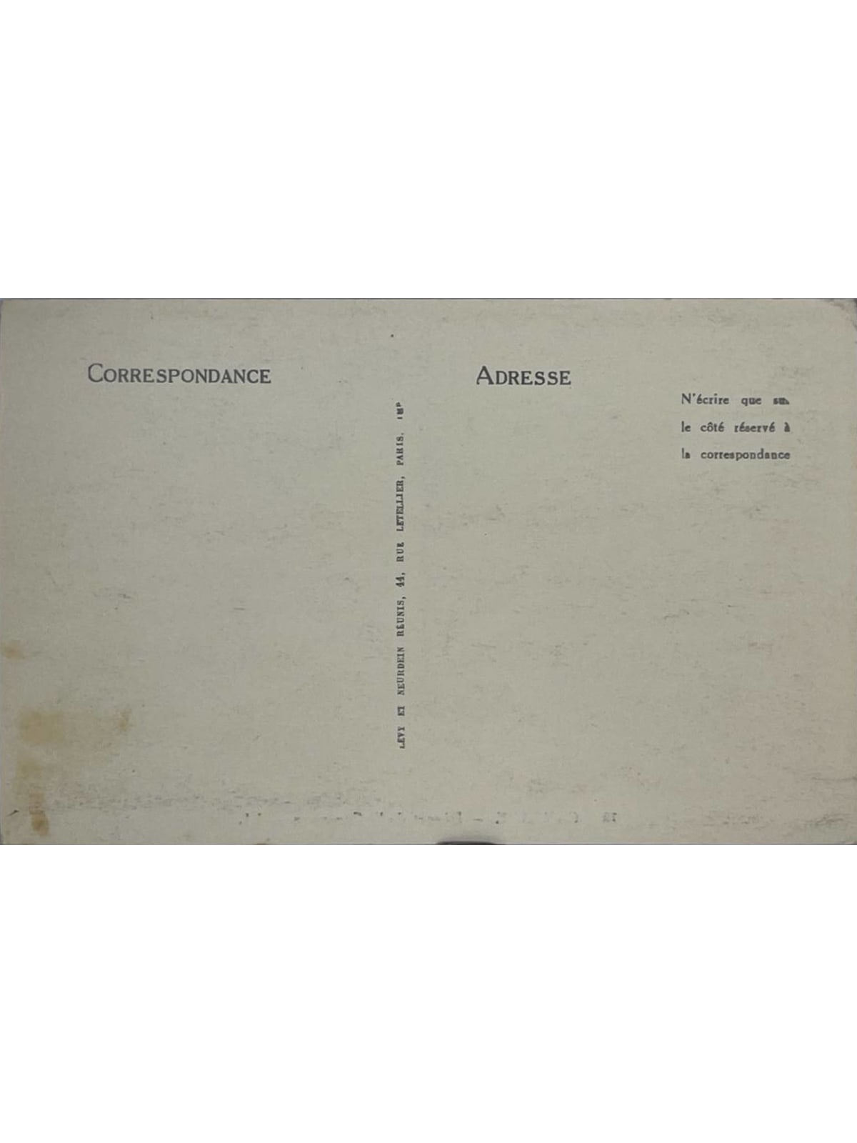Verso de la carte postale
