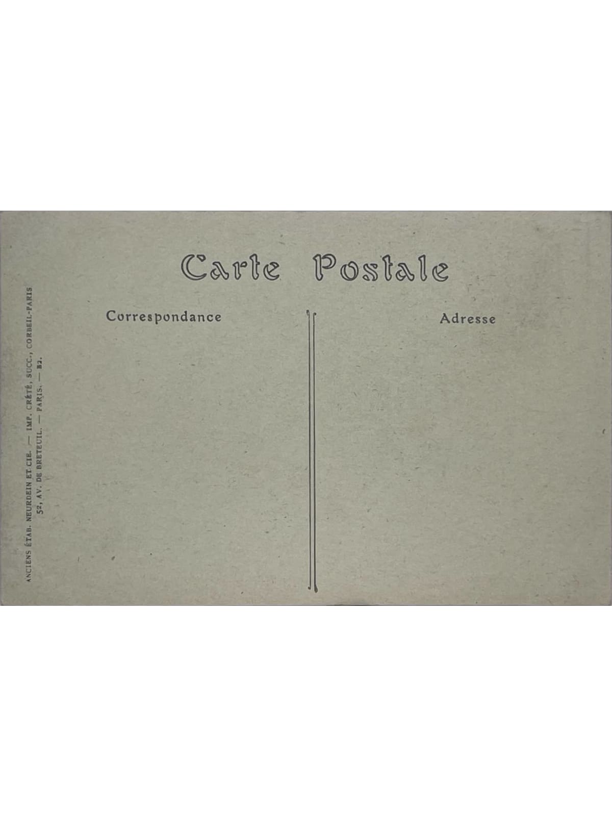 Verso de la carte postale