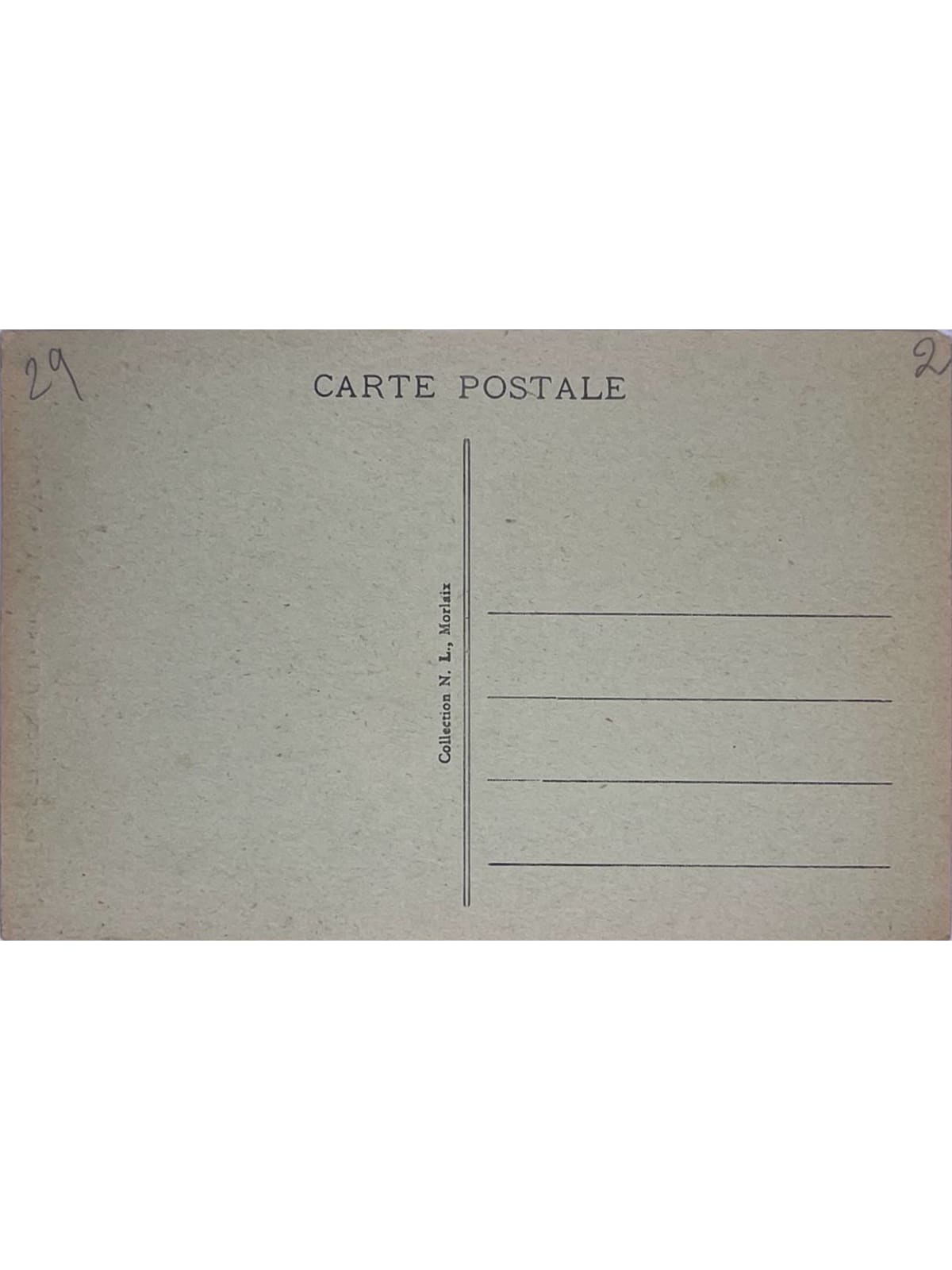 Verso de la carte postale