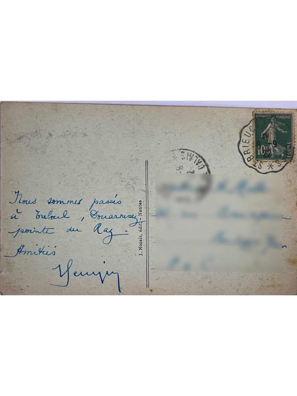 Verso de la carte postale