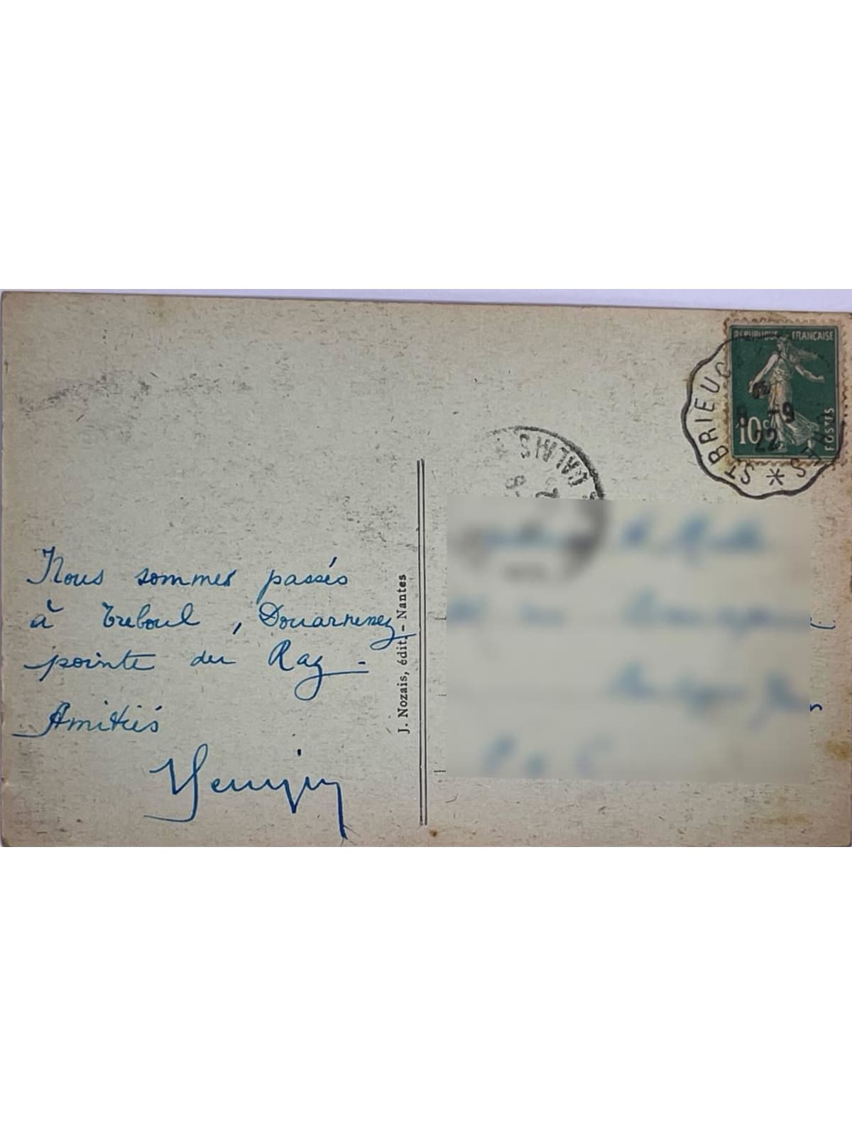 Verso de la carte postale
