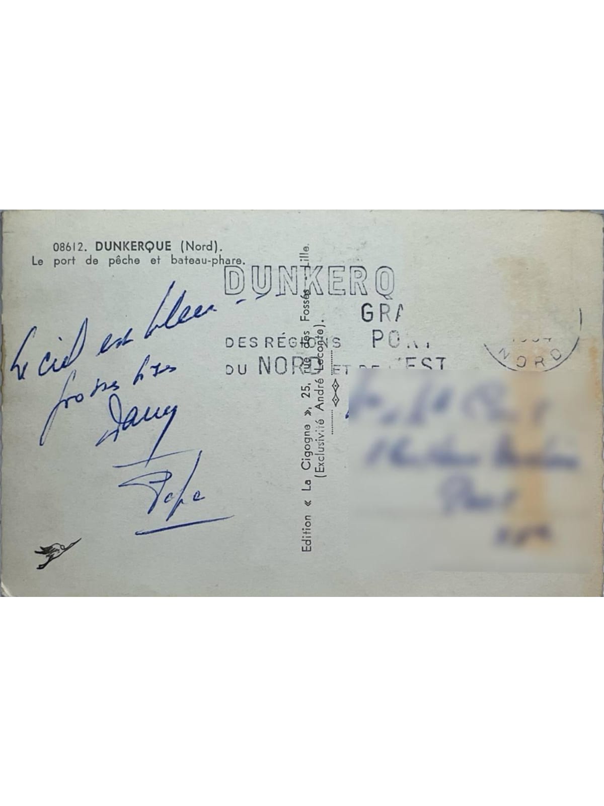 Verso de la carte postale