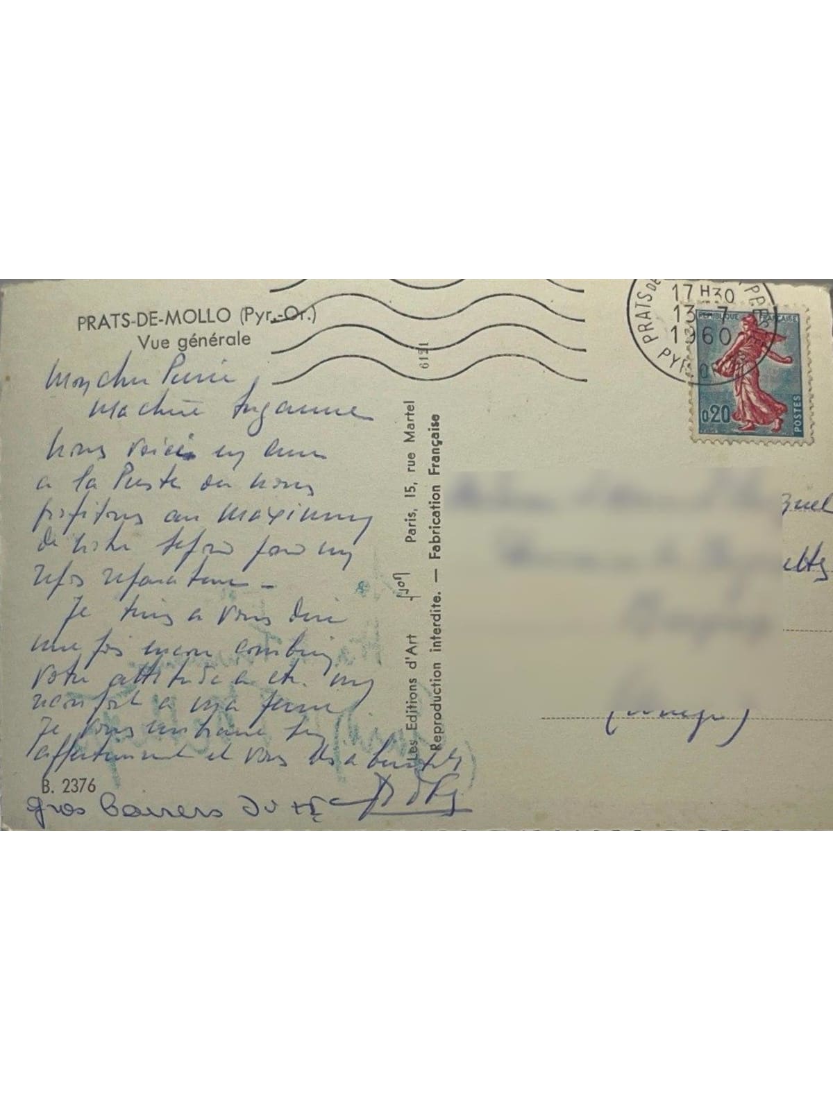 Verso de la carte postale